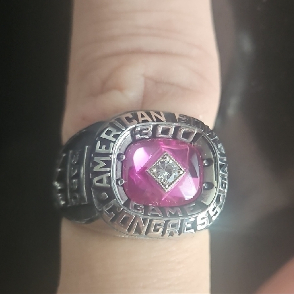 Silver and Pink Ring with Diamond Accent